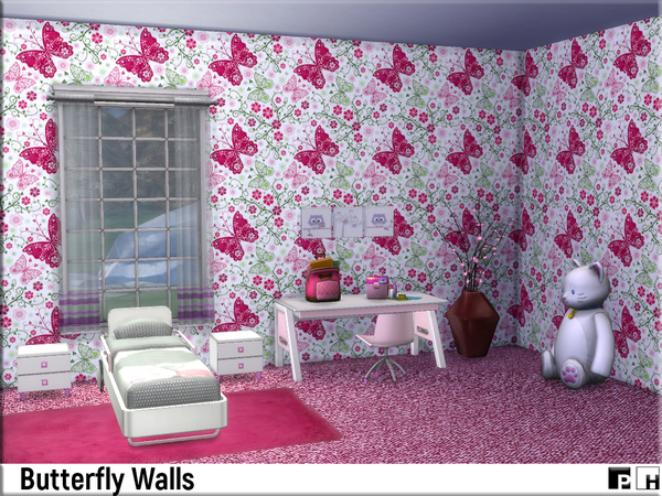 Sims 4 Butterfly Walls by Pinkfizzzzz at TSR