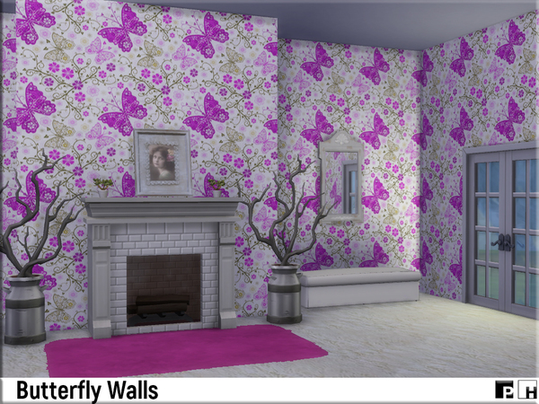 Sims 4 Butterfly Walls by Pinkfizzzzz at TSR