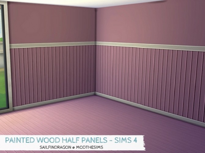 Sims 4 Painted Wood Half Panel Walls by sailfindragon at Mod The Sims
