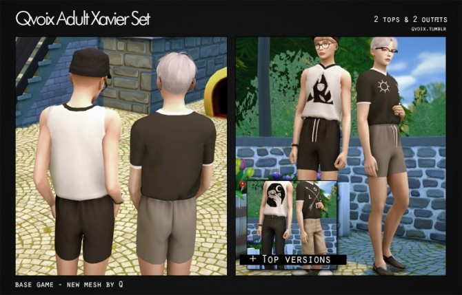 Sims 4 Xavier Set 2 tops & 2 outfits at qvoix – escaping reality