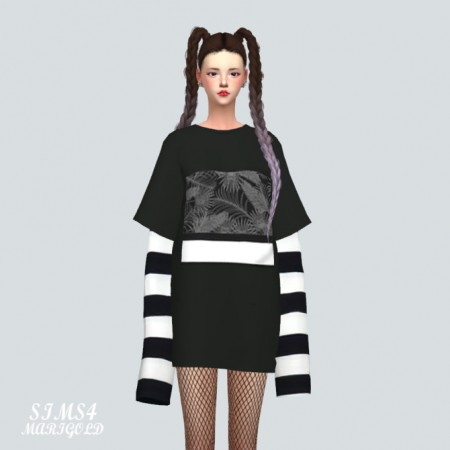 Boxy T-shirt With Long Sleeve at Marigold » Sims 4 Updates