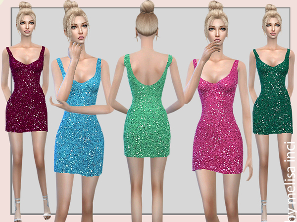 Sims 4 Short Sequin Dress by melisa inci at TSR