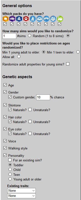 Random Trait Generator for The Sims 4 Create a Sim Demo! – Platinum Simmers