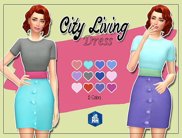 Sims 4 City Living Dress Recolor at Kass