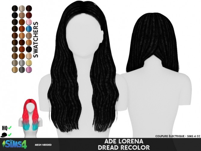 Sims 4 ADE LORENA Hair DREAD RECOLOR at REDHEADSIMS