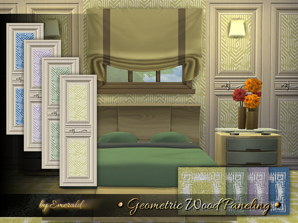 Sims 4 Geometric Wood Paneling by emerald at TSR