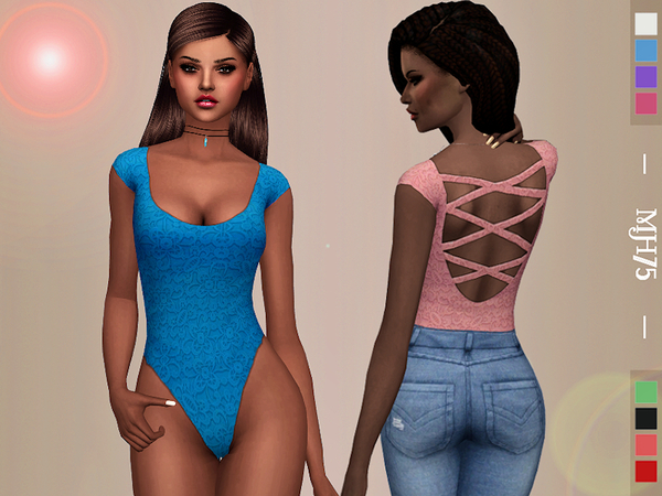 Sims 4 Lace Bodysuit (Top) by Margeh 75 at TSR