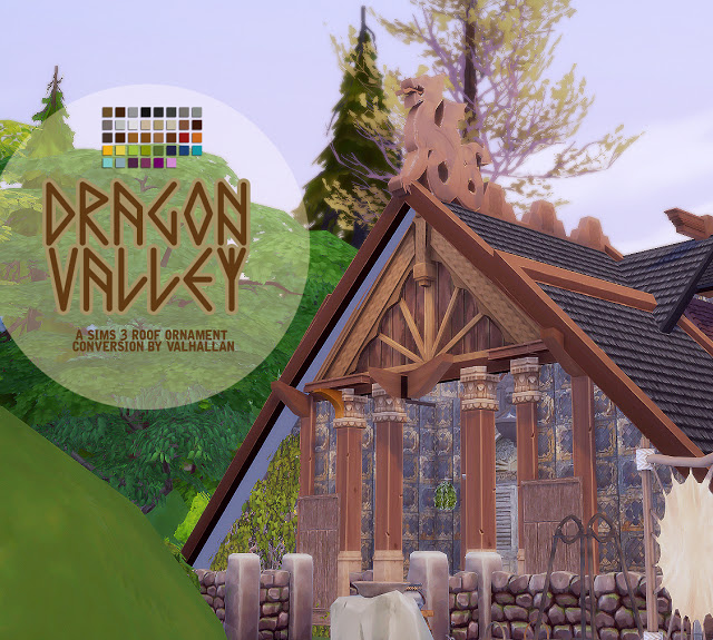 Sims 4 Dragon Valley roof ornament conversion at Valhallan