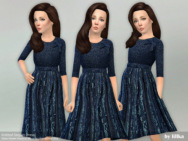 Sims 4 Knitted Sequin Dress by lillka at TSR