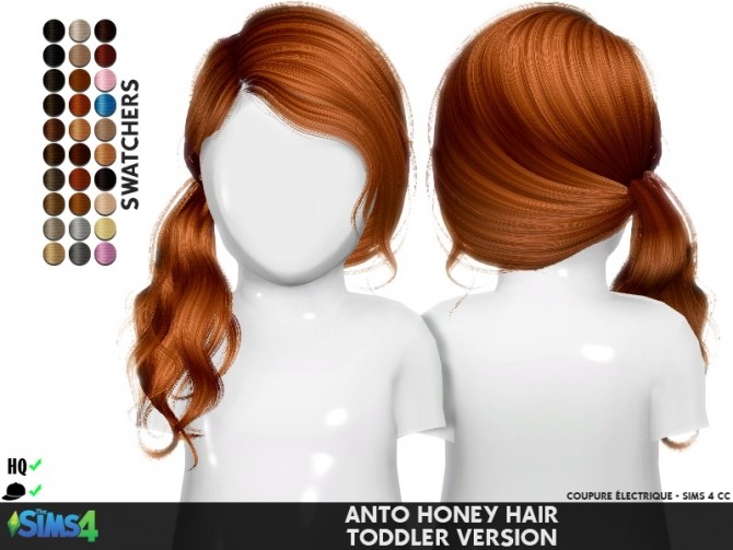 Sims 4 ANTO HONEY HAIR TODDLER VERSION at REDHEADSIMS