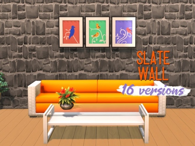 Sims 4 Slate Wall by midnightskysims at SimsWorkshop