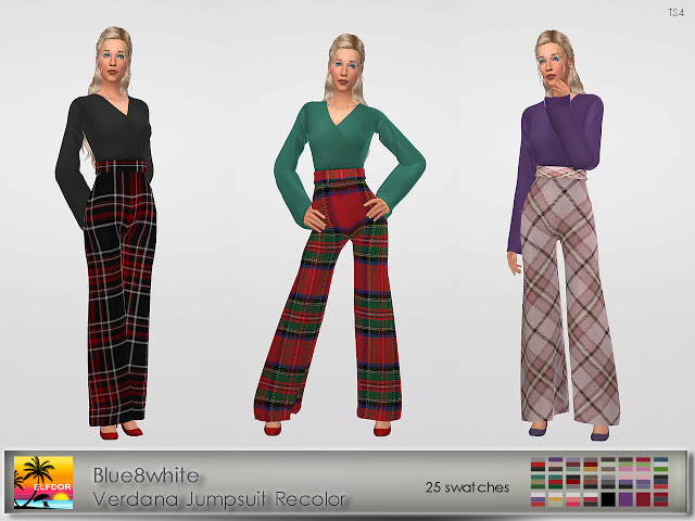 Sims 4 Blue8white Verdana Jumpsuit Recolor at Elfdor Sims