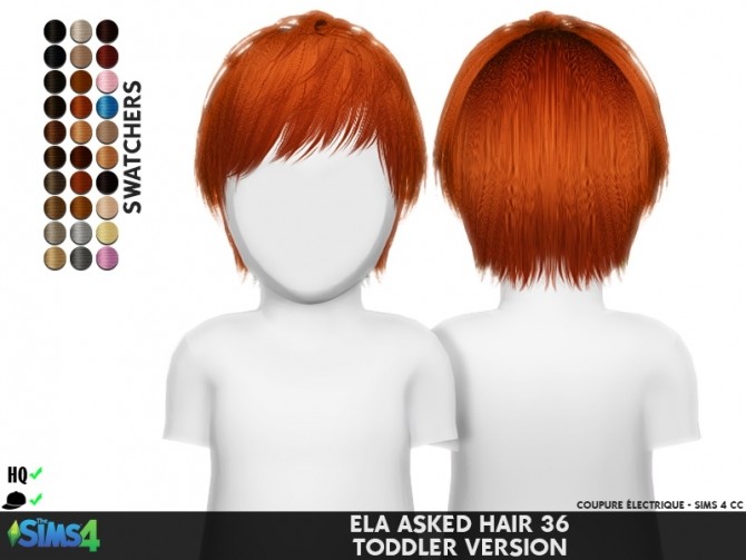 Sims 4 ELA ASKED HAIR 36 M TODDLER VERSION at REDHEADSIMS