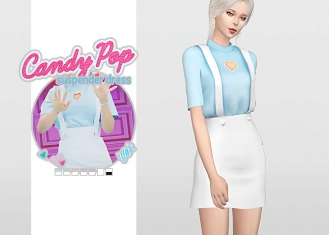Sims 4 Candy Pop Suspender Dress at Waekey