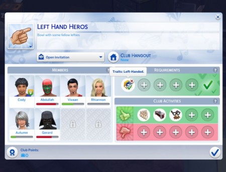 Hidden Club Traits and More members by flerb at Mod The Sims