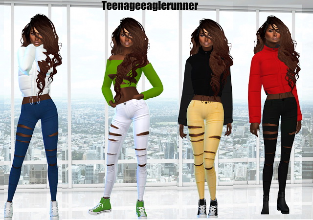 Sims 4 Color Ripped Skinny Pants at Teenageeaglerunner