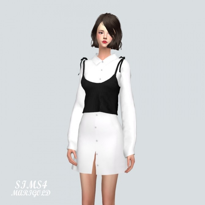 Long Shirt With Bustier at Marigold » Sims 4 Updates