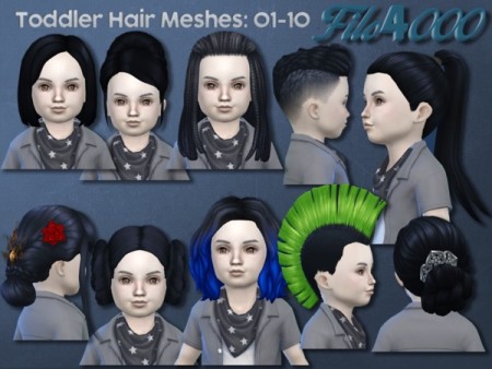 Toddler Hair Meshes 01-10 by filo4000 at TSR
