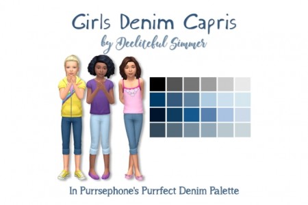 Girls denim capris at Deeliteful Simmer