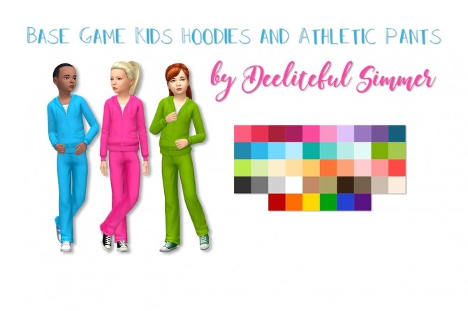 Sims 4 Base game kids hoodies and athletic pants at Deeliteful Simmer