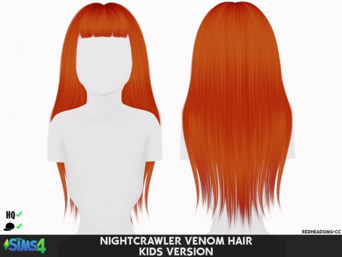 Sims 4 NIGHTCRAWLER VENOM HAIR T + C at REDHEADSIMS