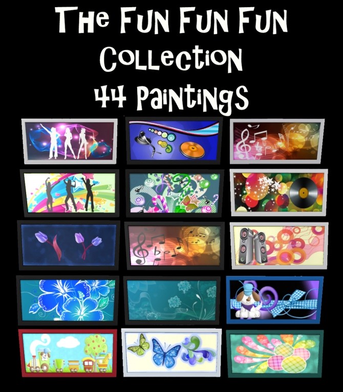 Sims 4 The Fun Fun Fun Collection of 44 Paintings by Simmiller at Mod The Sims