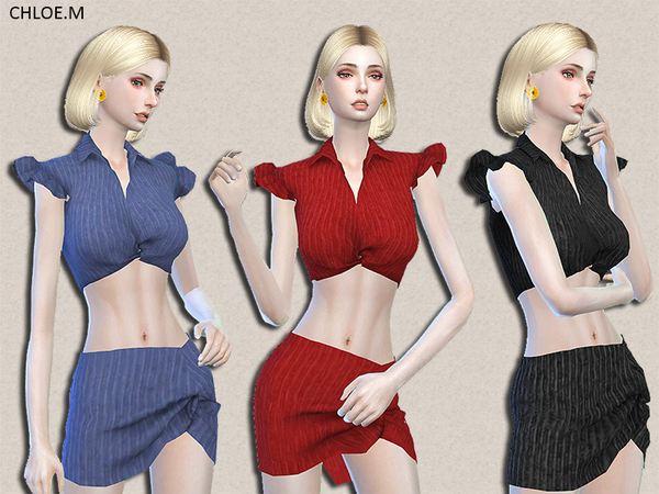 Sims 4 Resort style shirt and skirt by ChloeMMM at TSR
