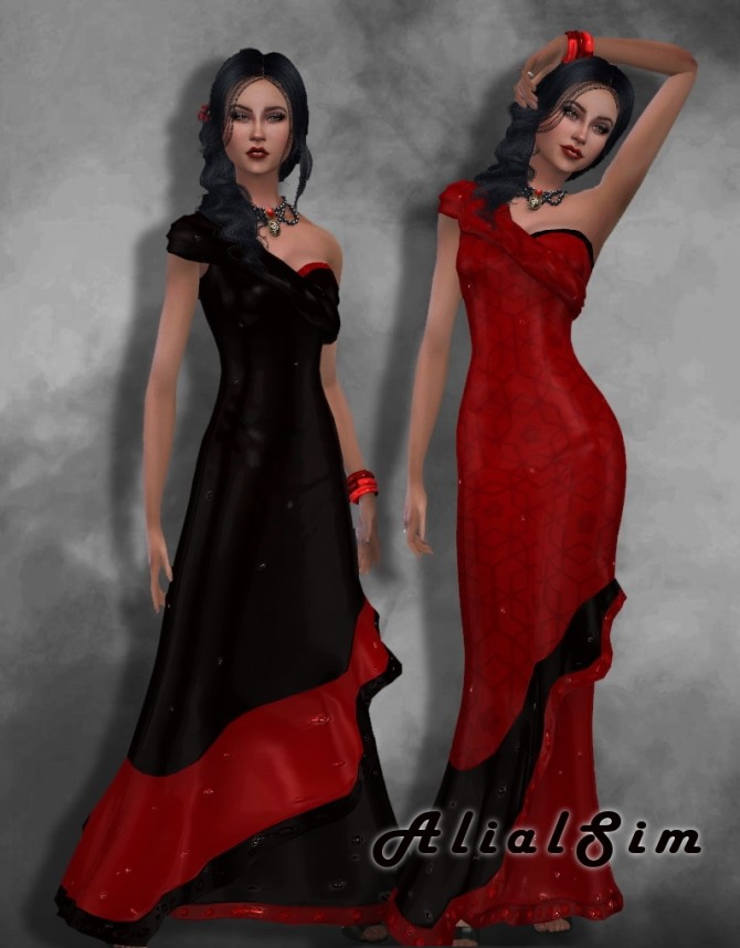 Sims 4 Flamenco dress at Alial Sim