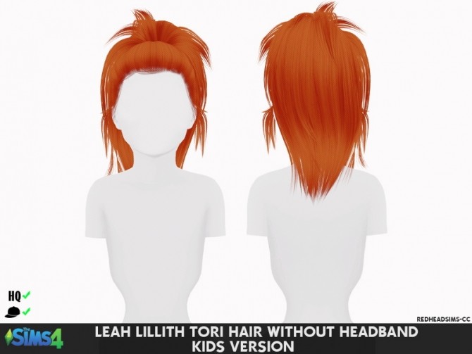 Sims 4 LEAH LILLITH TORI HAIR WITHOUT HEADBAND T + K at REDHEADSIMS