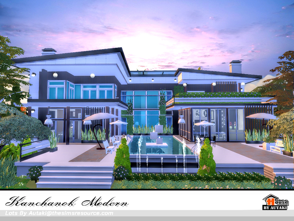 Sims 4 Kanchanok Modern house by autaki at TSR