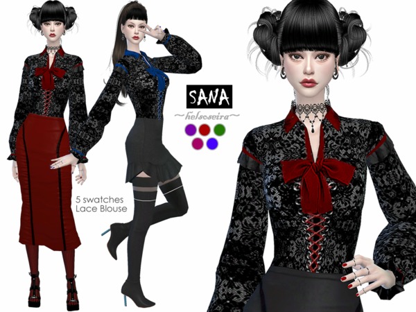 SANA Lace Blouse FM by Helsoseira at TSR » Sims 4 Updates