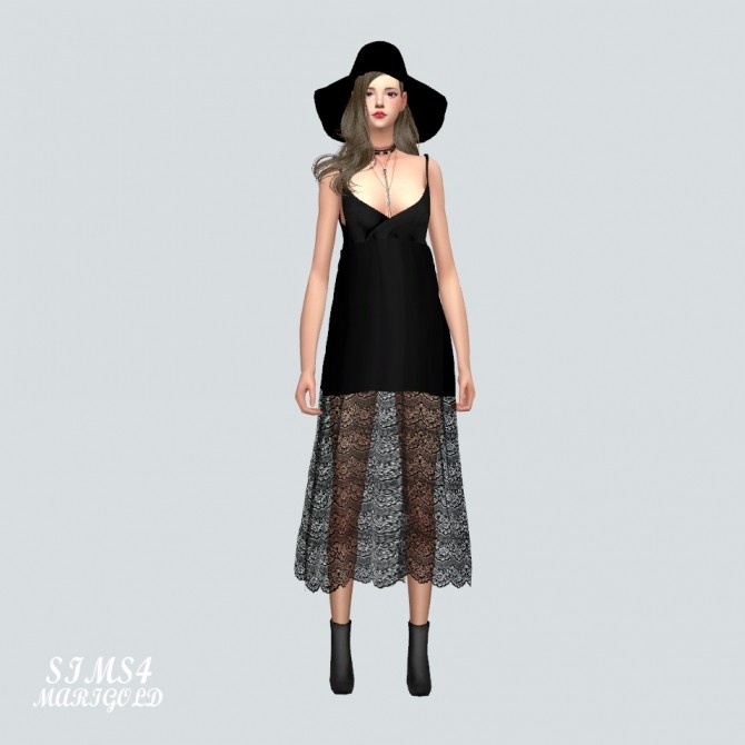 Sims 4 Long Lace Bustier D dress at Marigold