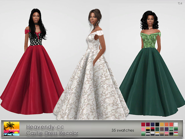 Sims 4 Heavendy cc Castle Dress Recolor at Elfdor Sims
