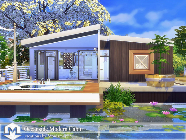 Sims 4 Oceanside Modern Cabin by Moniamay72 at TSR