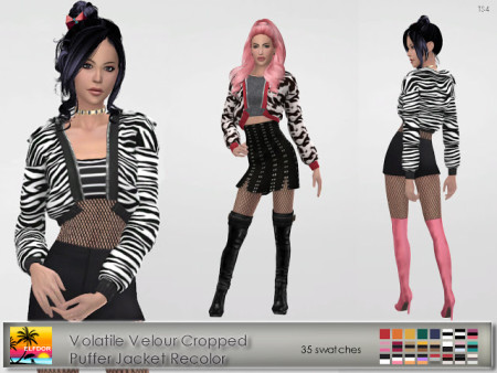 Volatile Velour Cropped Puffer Jacket Recolor at Elfdor Sims » Sims 4 ...