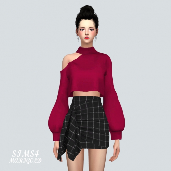 Unbalance Crop Sweatshirt at Marigold » Sims 4 Updates