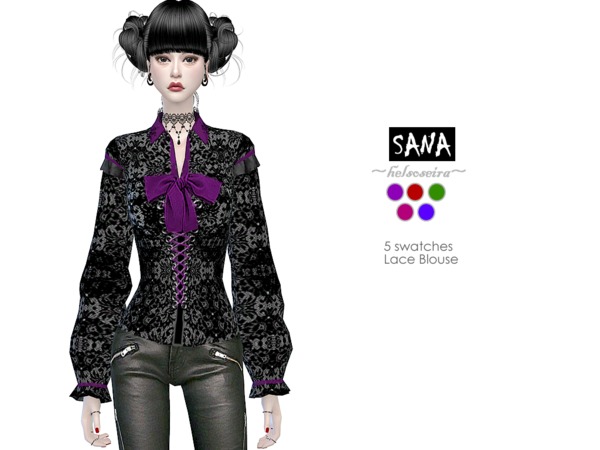 Sims 4 SANA Lace Blouse FM by Helsoseira at TSR