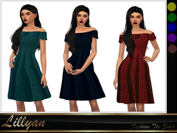 Sims 4 Floral lace dress by LYLLYAN at TSR