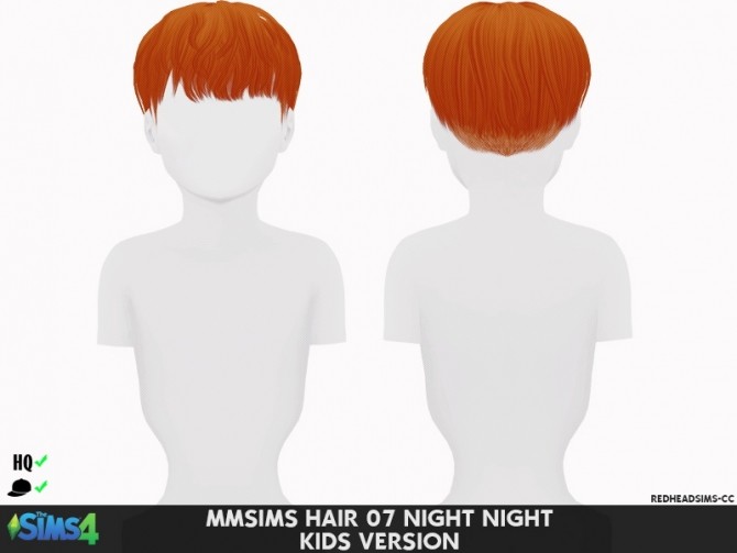 Sims 4 MMSIMS HAIR 07 NIGHT NIGHT KIDS AND TODDLER by Thiago Mitchell at REDHEADSIMS