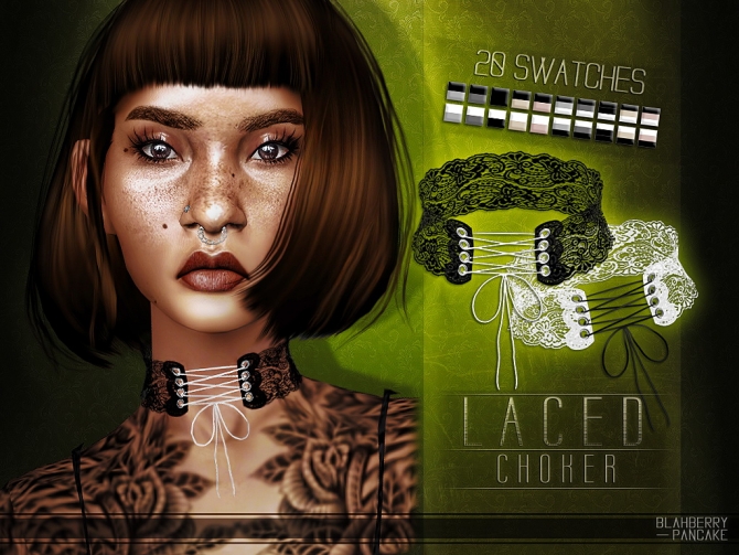 Laced choker at Blahberry Pancake » Sims 4 Updates