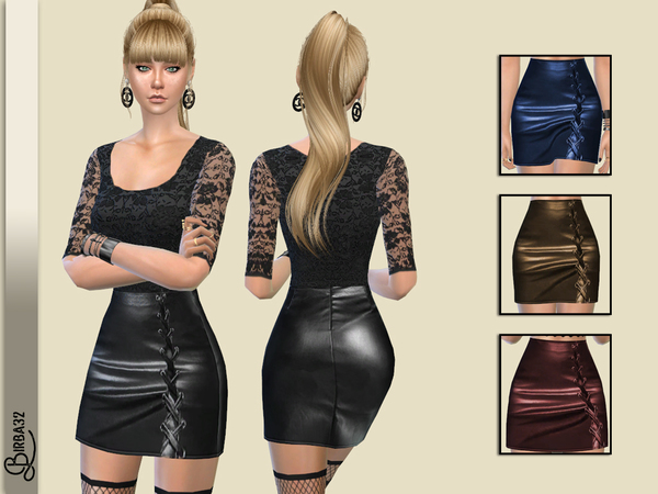 Sims 4 Leather Skirt by Birba32 at TSR