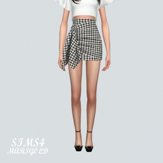 Sims 4 Tied Wrap Skirt Check version at Marigold