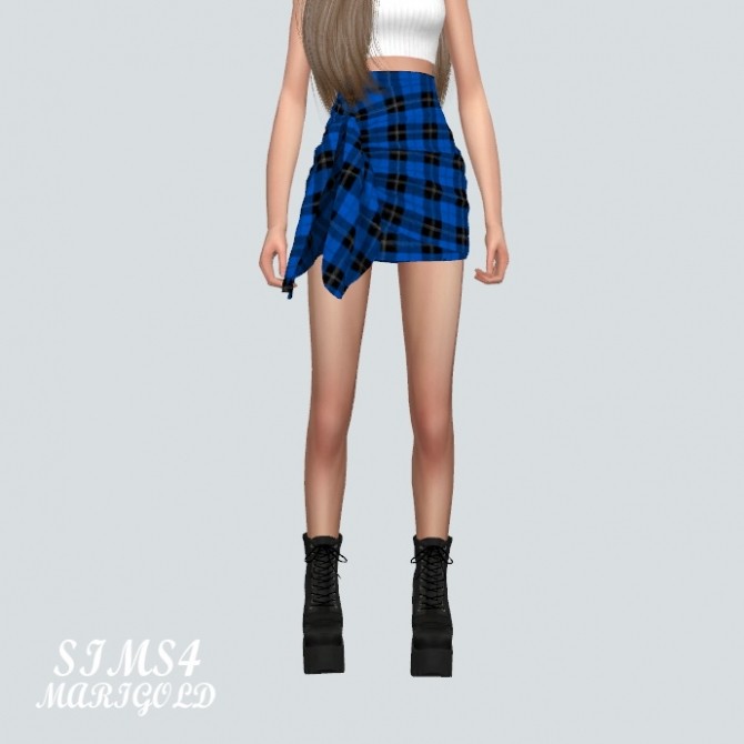 Sims 4 Tied Wrap Skirt Check version at Marigold