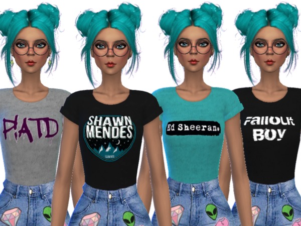 Sims 4 Band Tee Shirts Pack Seven by Wicked Kittie at TSR