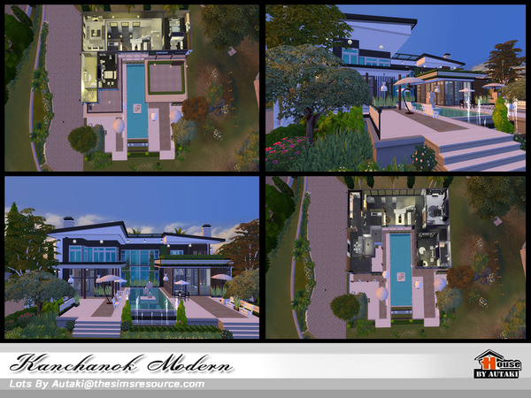 Sims 4 Kanchanok Modern house by autaki at TSR