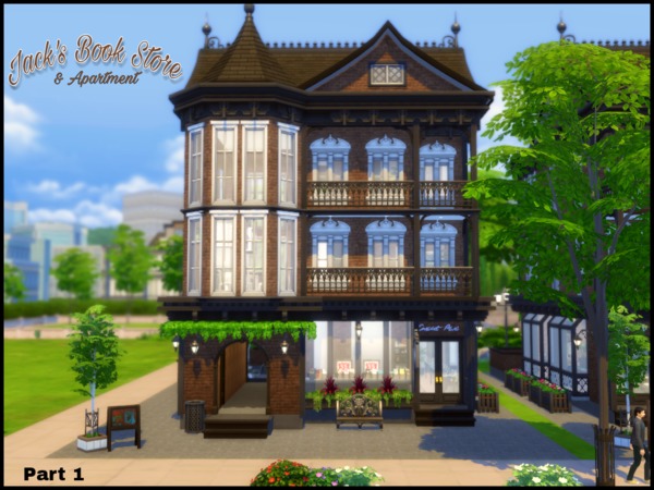 Sims 4 Jacks Bookstore & Apartment by sparky at TSR