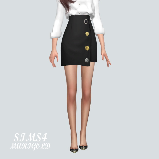 Sims 4 Button Wrap Skirt at Marigold