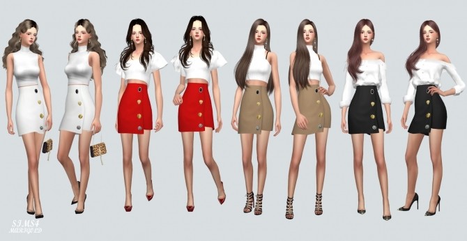 Sims 4 Button Wrap Skirt at Marigold