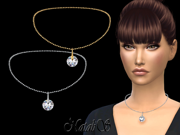 Sims 4 Round crystal pendant necklace by NataliS at TSR