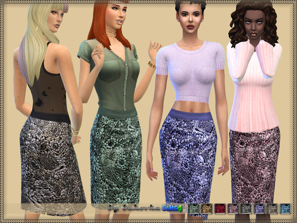 Sims 4 Skirt Jacquard by bukovka at TSR